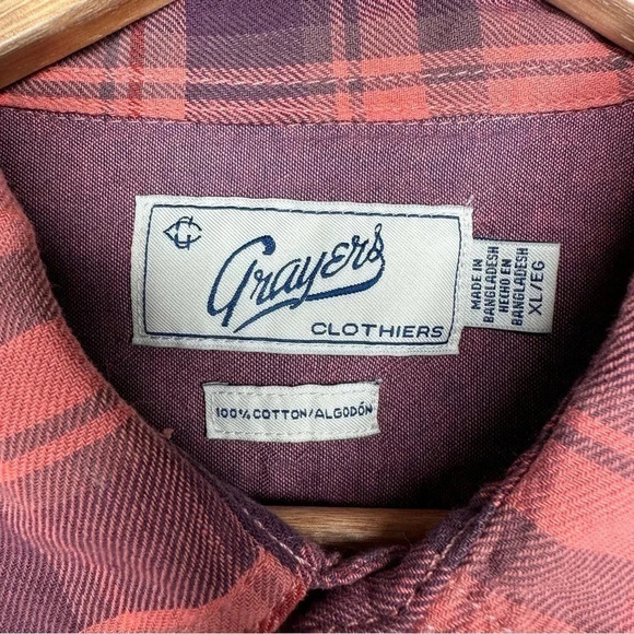 Grayers Men’s Plaid Short Sleeve Cotton Shirt Size XL - Picture 5 of 8